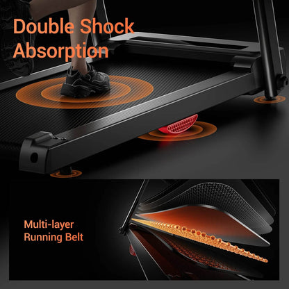 3.0HP Brushless Foldable Home Treadmill with 300LB Capacity