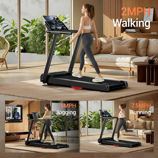 3.0HP Brushless Foldable Home Treadmill with 300LB Capacity
