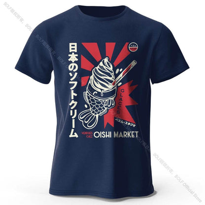 Japanese Foodie Print Cotton T-Shirt, Soft & Breathable Tee