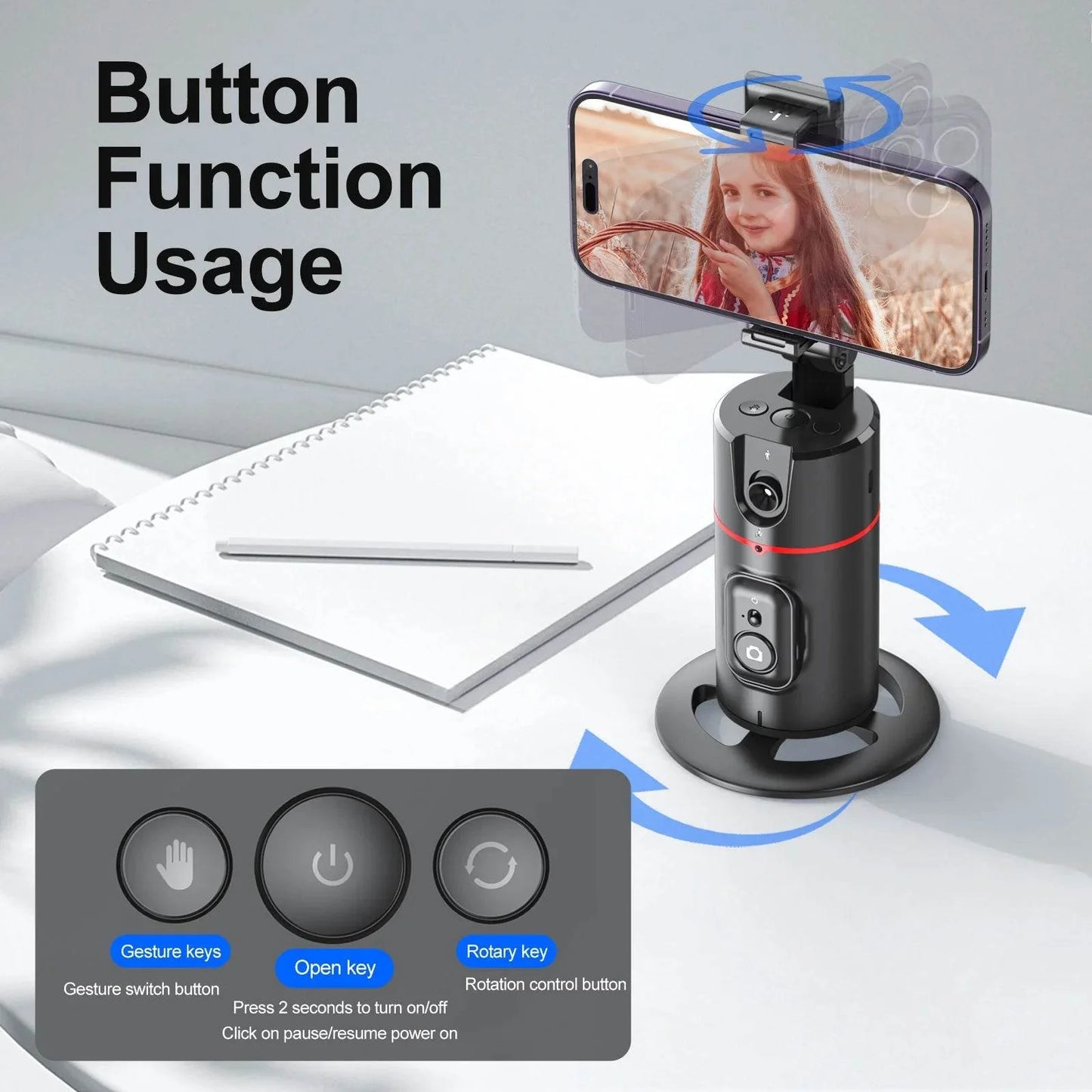Selfieshow P02 Gimbal 360 Rotation AI Tracking Stabilizer