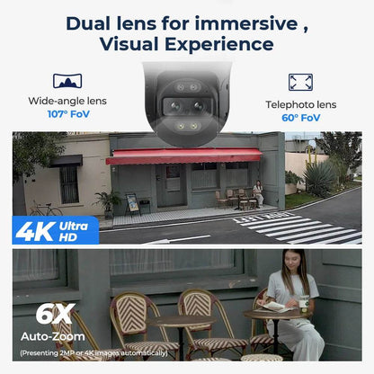 4K Dual Lens PTZ Security Camera with Auto Tracking