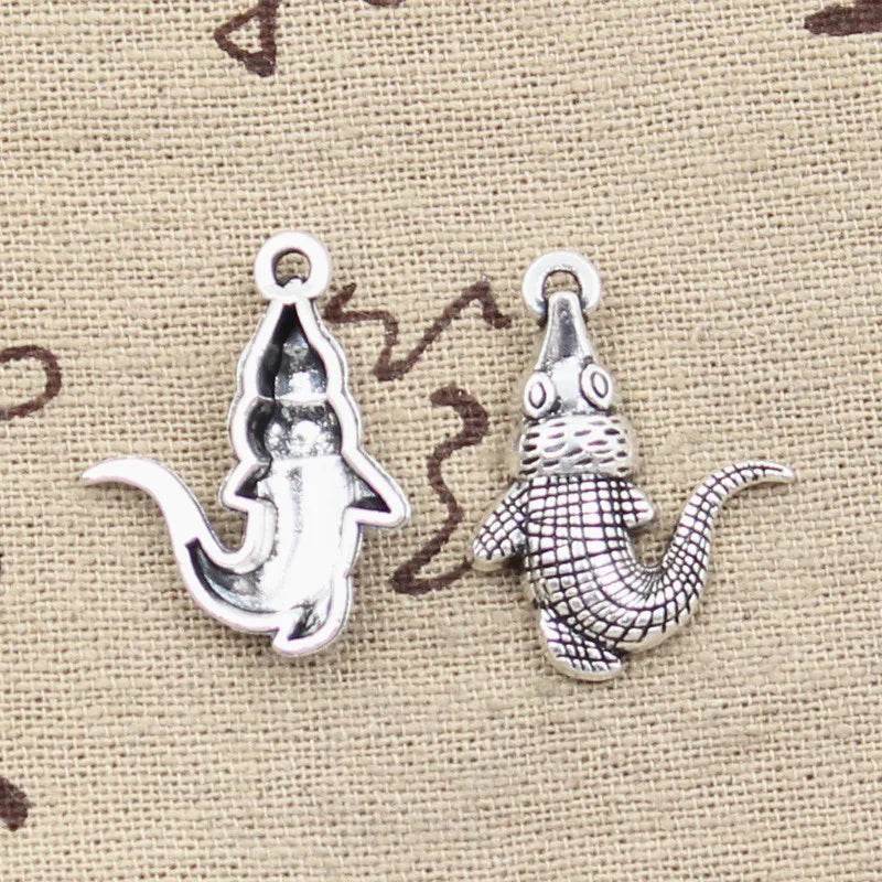 12pcs Antique Silver Crocodile Charms for DIY Jewelry