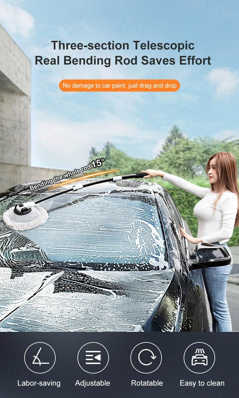 2022 New 15 Degree Bend Car Cleaning Brush with Telescoping Handle