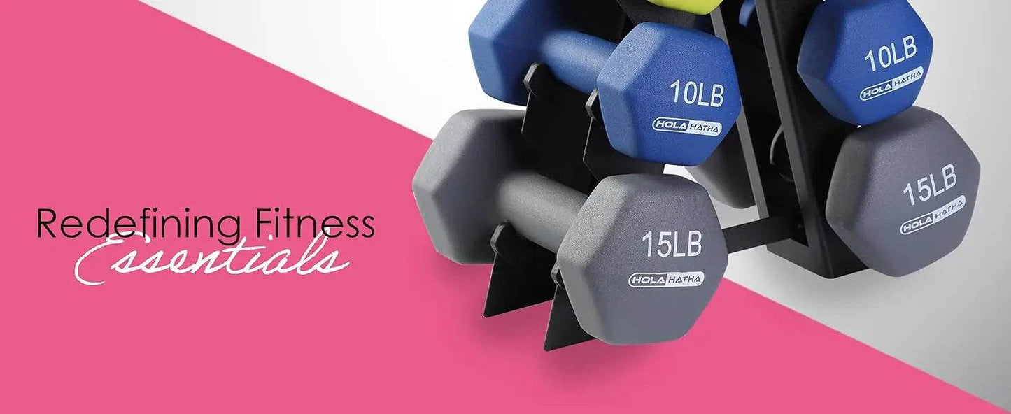 5,10, 15 Pound Neoprene Dumbbell Weight Set with Rack
