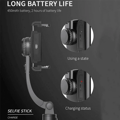 Gimbal Stabilizer Selfie Stick Black With Bluetooth Shutter