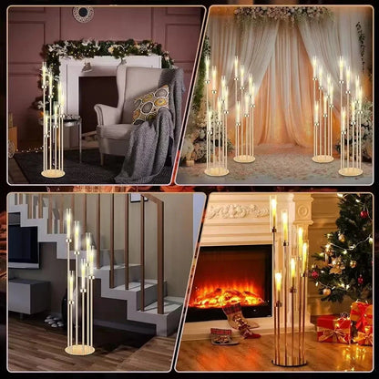 4PCS 46" Tall Metal Floor Candle Holders With LED Candles