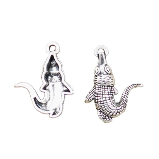 12pcs Antique Silver Crocodile Charms for DIY Jewelry