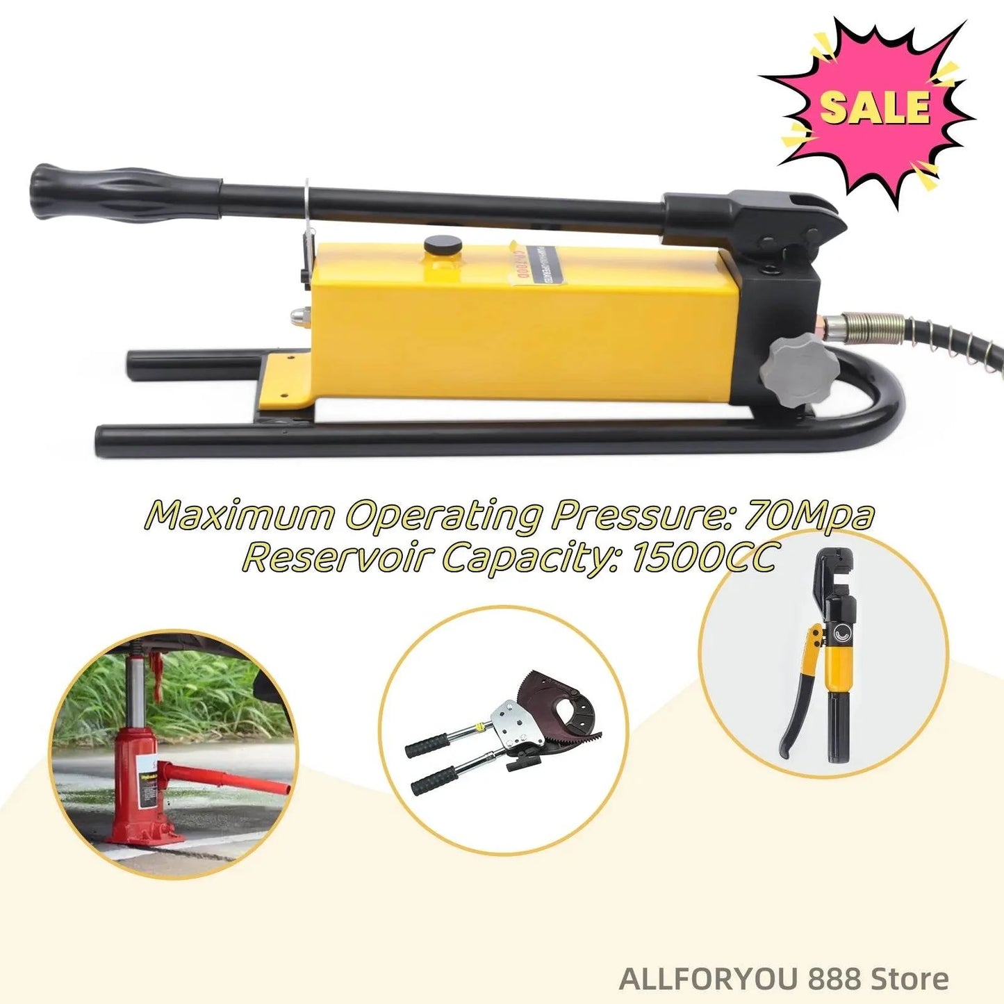 70Mpa Manual Hand Hydraulic Power Pack 1500CC Capacity