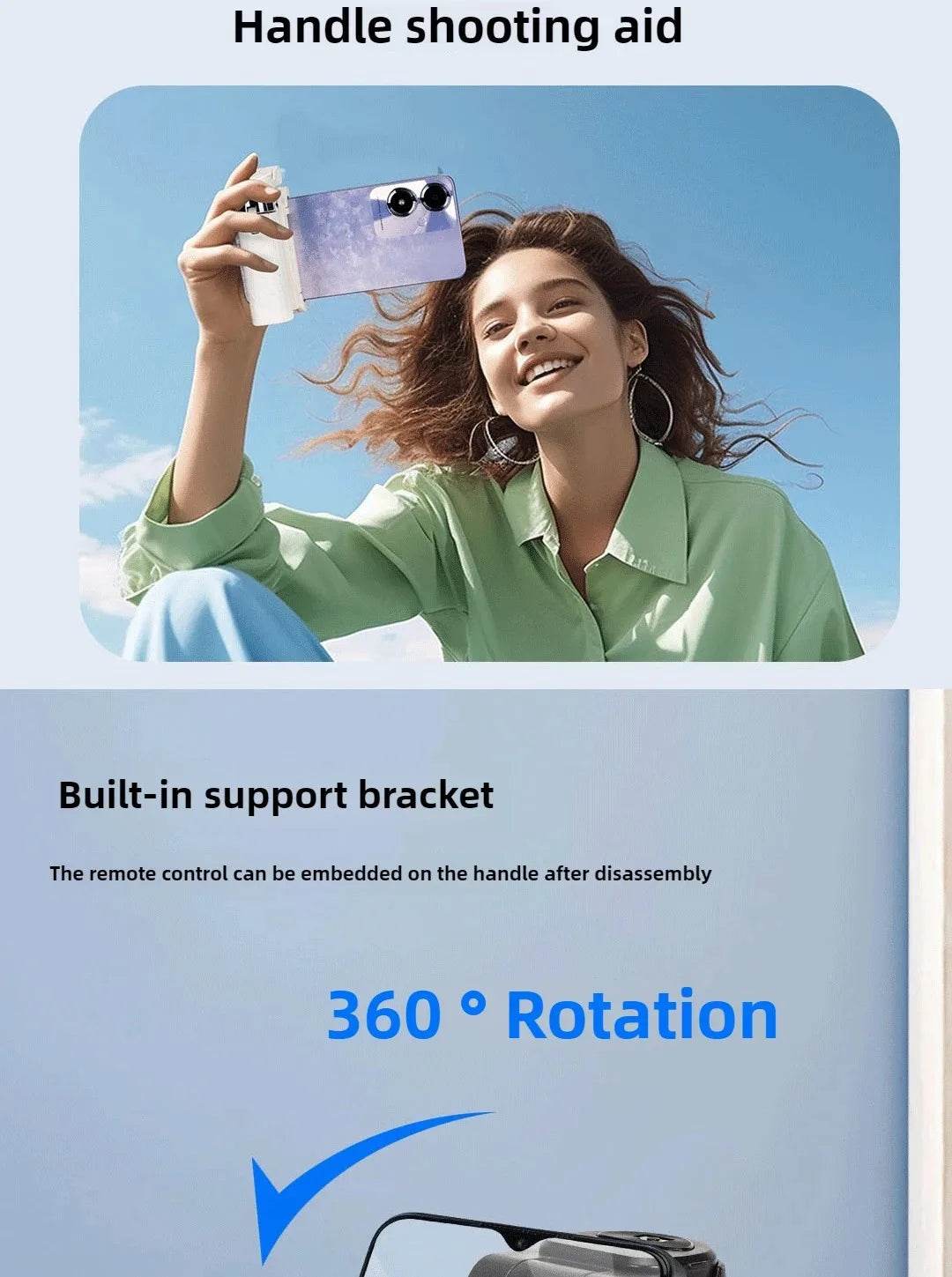 Super Mini Selfie Stick Bluetooth Remote Phone Holder Aid