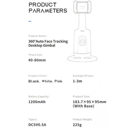 360-Degree Follow-Up Gimbal Stabilizer With AI Face Tracking