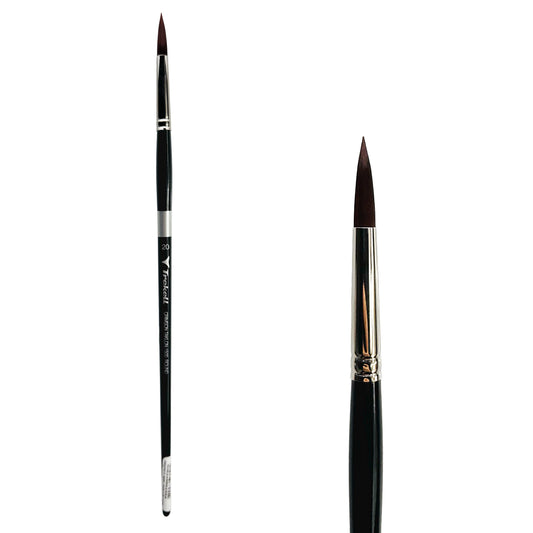 Trekell Crimson Taklon Long Handle Artist Brush- Size #20 Round