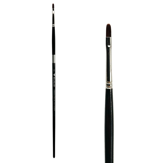 Trekell Crimson Taklon Long Handle Artist Brush - Size #2 Filbert