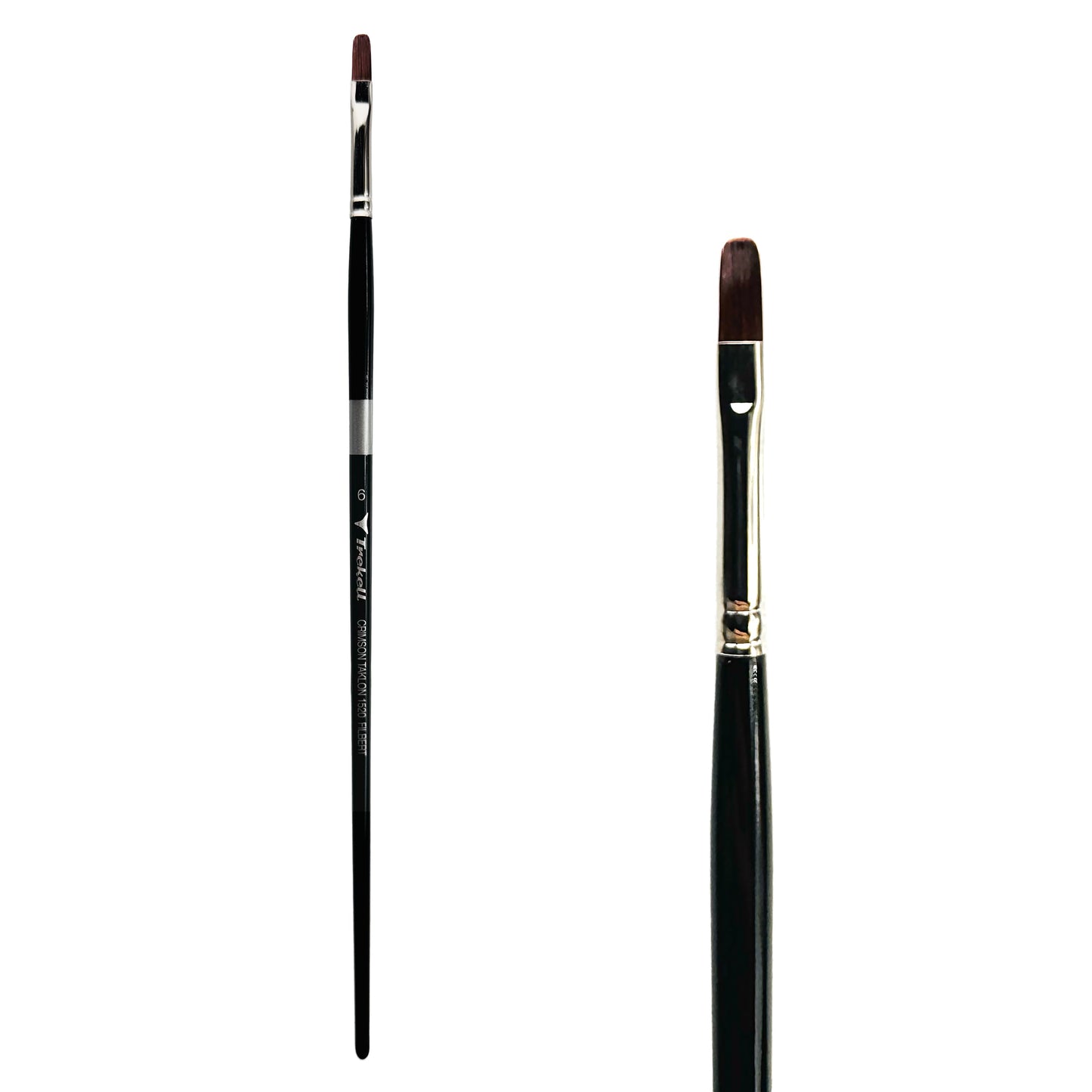 Trekell Crimson Taklon Long Handle Artist Brush - Size #6 Filbert