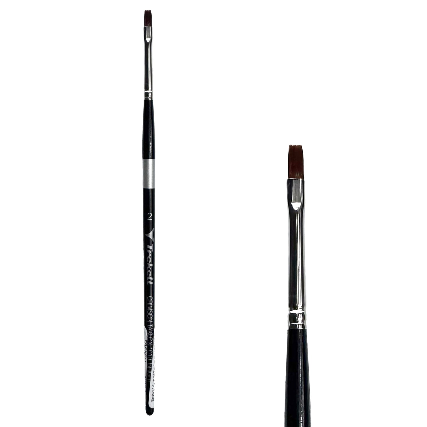 Trekell Crimson Taklon Short Handle Artist Brush - Size #2 Bright
