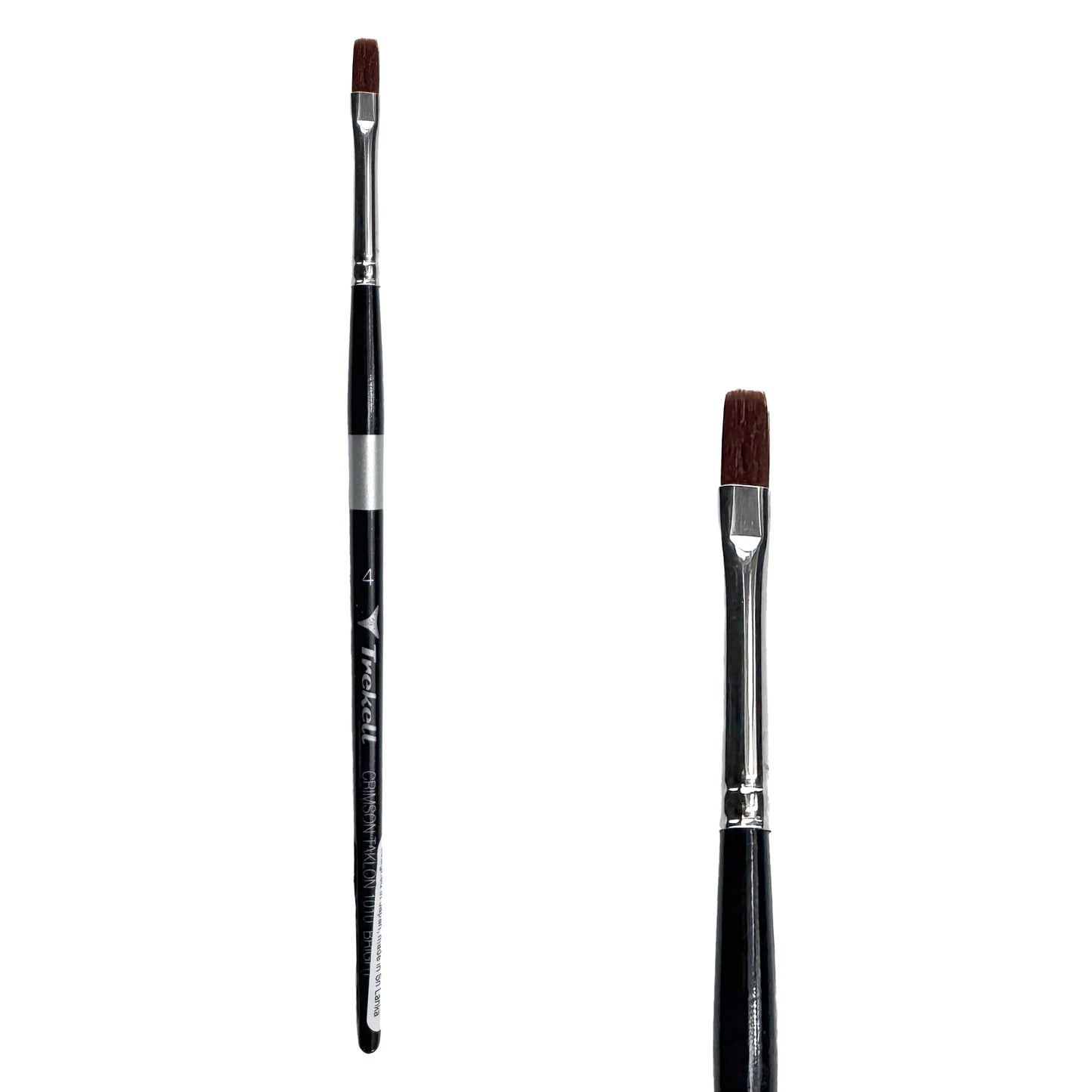 Trekell Crimson Taklon Short Handle Artist Brush - Size #4 Bright