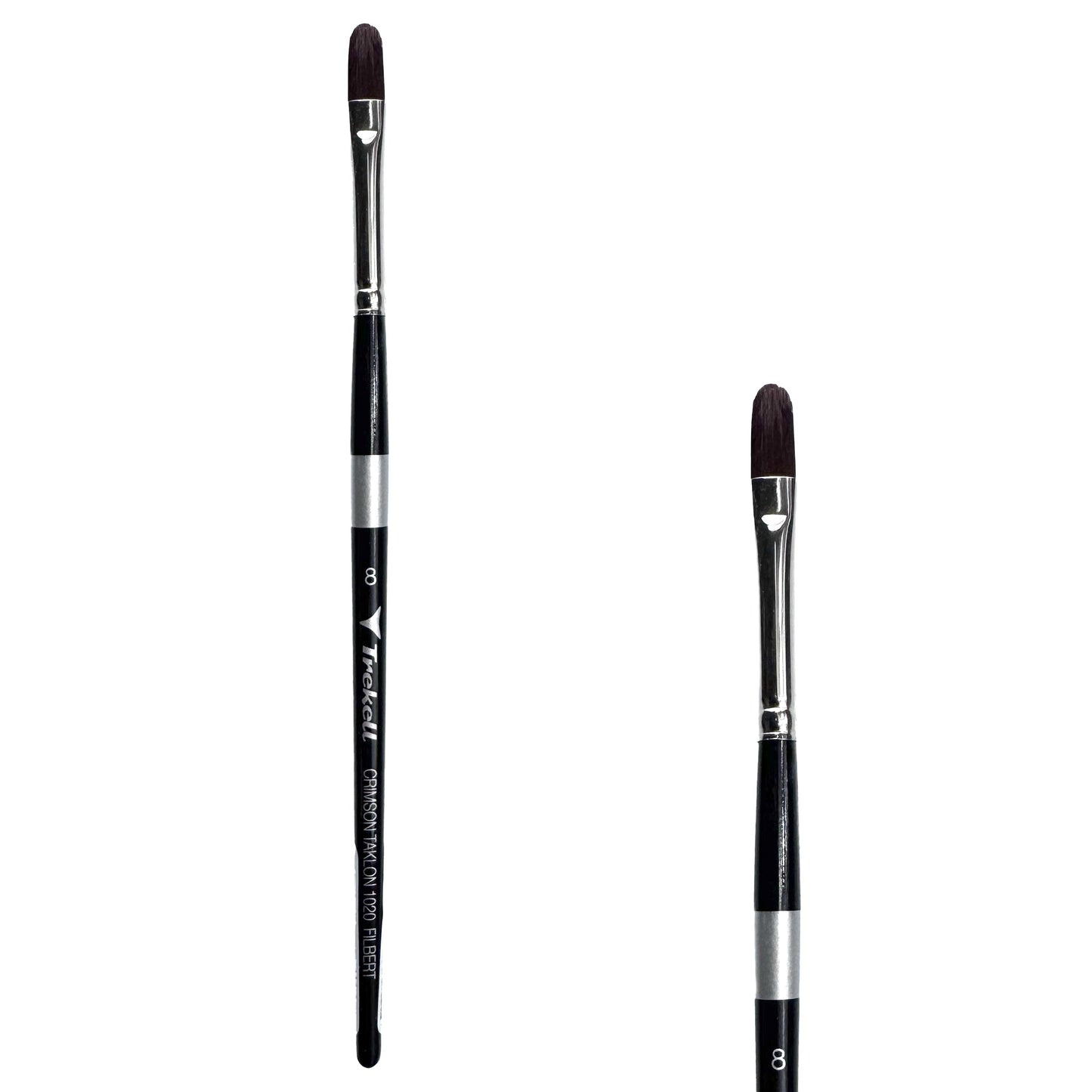 Trekell Crimson Taklon Short Handle Artist Brush - Size #8 Filbert