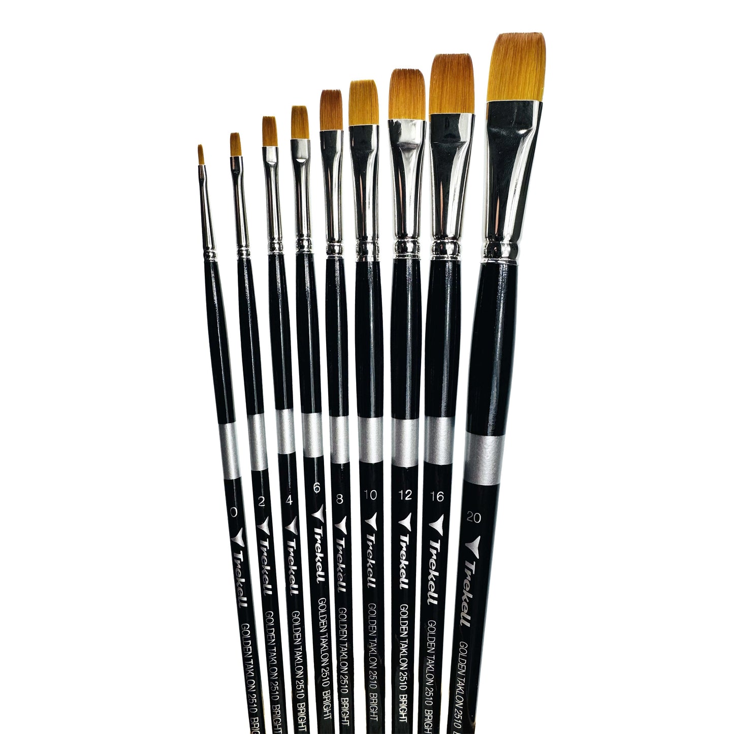 Trekell Golden Taklon Long Handle Artist Brush - Complete Set - Bright