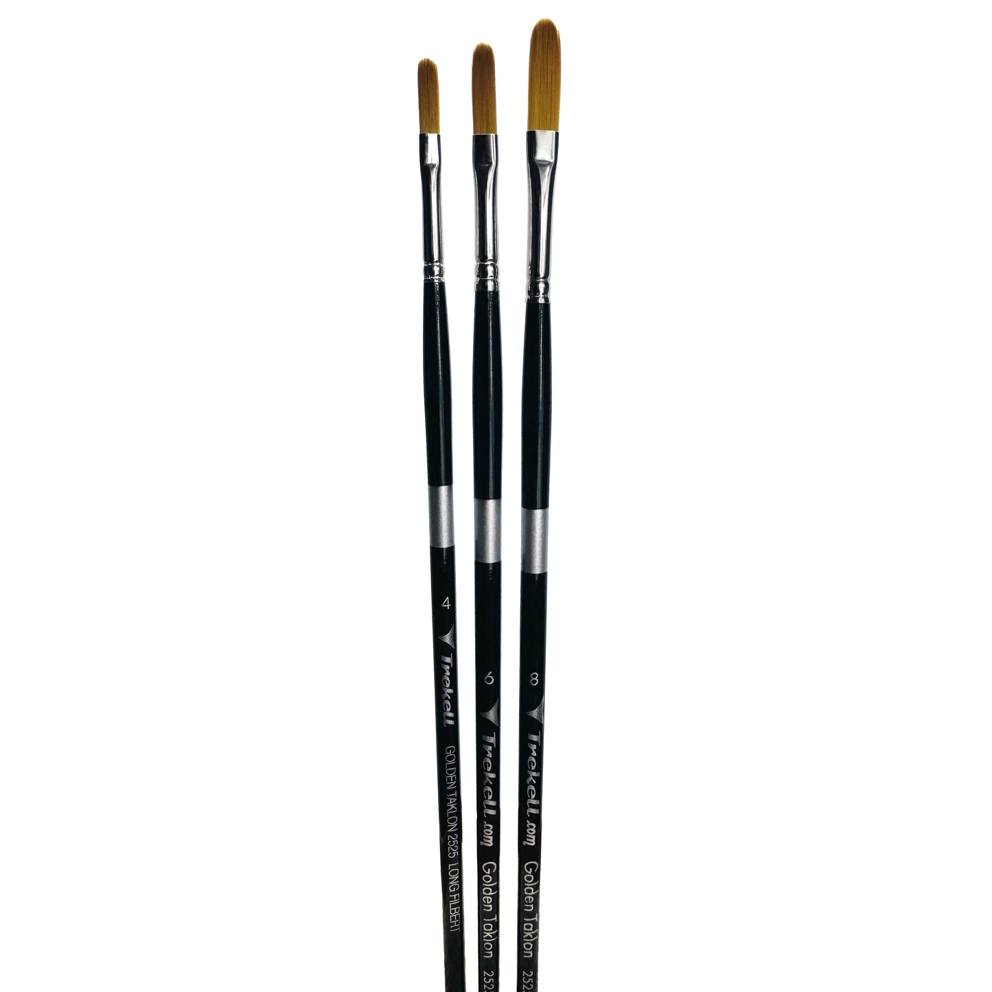 Trekell Golden Taklon Long Handle Artist Brush - Complete Set - Long Filbert