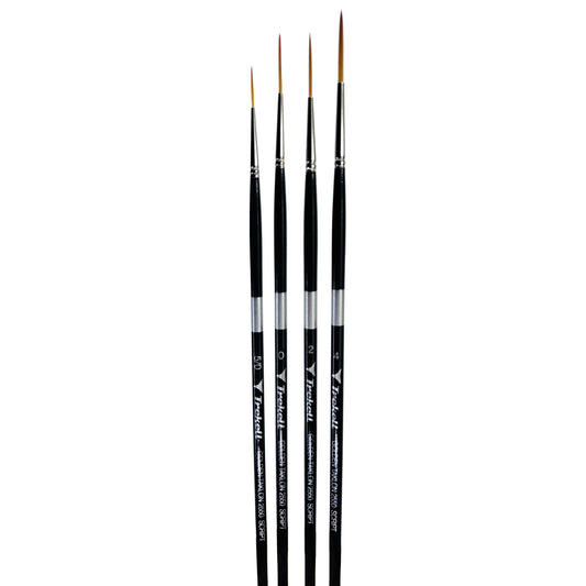 Trekell Golden Taklon Long Handle Artist Brush - Complete Set - Script Rigger