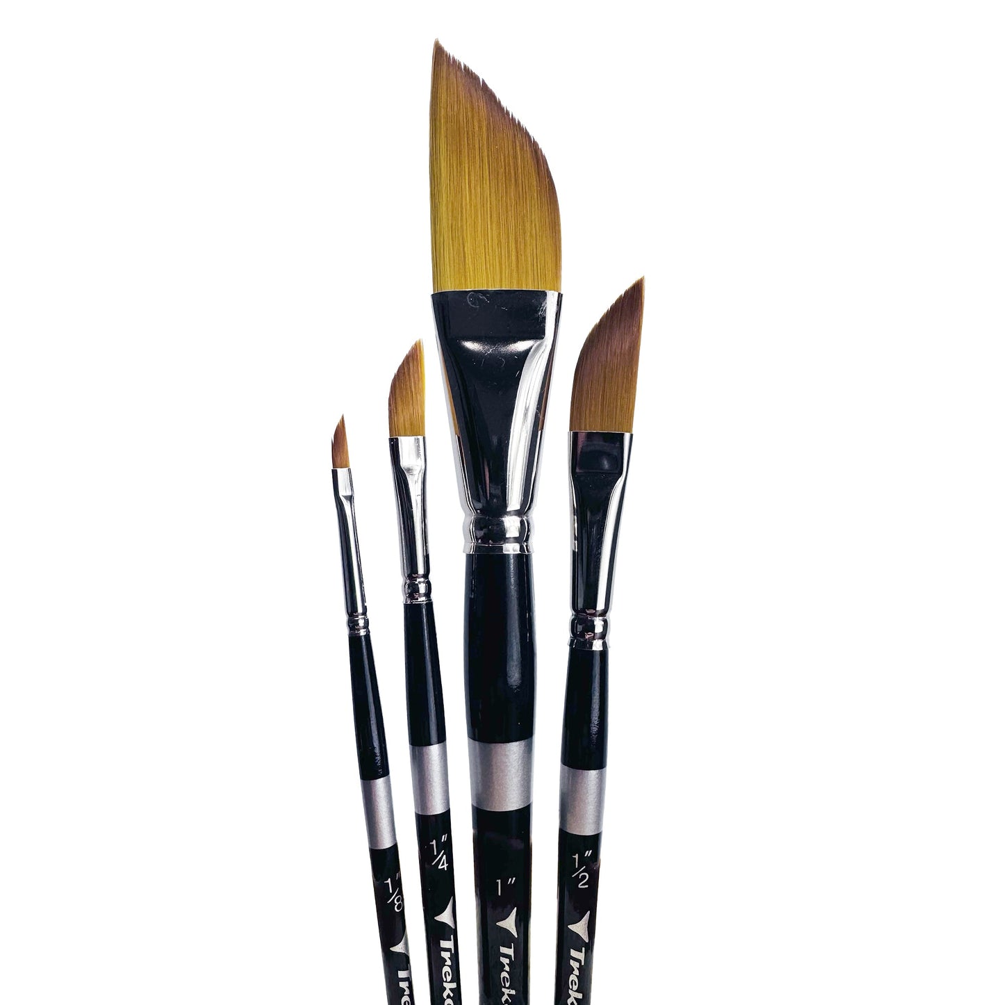 Trekell Golden Taklon Short Handle Artist Brush -  Complete Brush Set - Dagger