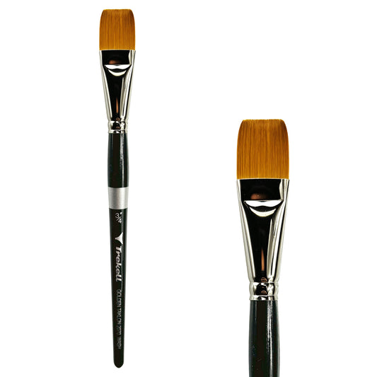 Trekell Golden Taklon Short Handle Artist Brush -  Size 3/4" Wash