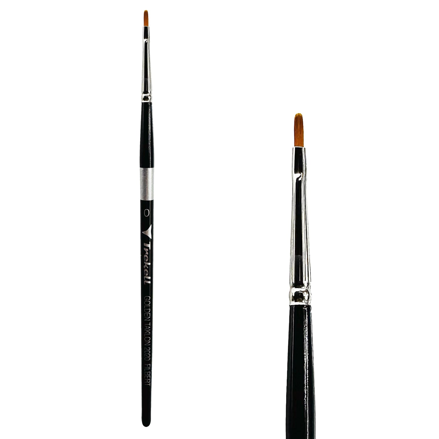 Trekell Golden Taklon Short Handle Artist Brush -  Size #0 Filbert