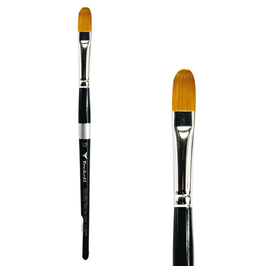 Trekell Golden Taklon Short Handle Artist Brush -  Size #12 Filbert