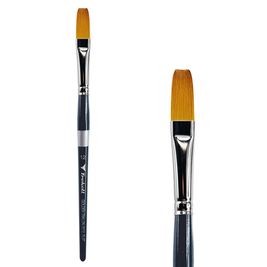 Trekell Golden Taklon Short Handle Artist Brush -  Size #12 Flat