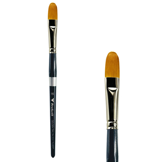 Trekell Golden Taklon Short Handle Artist Brush -  Size #16 Filbert