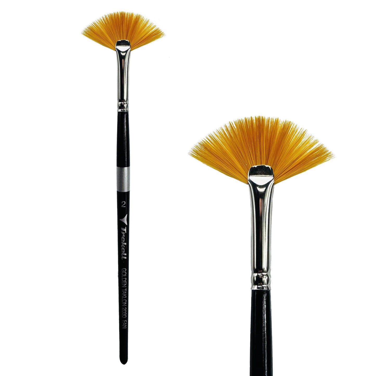 Trekell Golden Taklon Short Handle Artist Brush -  Size #2 Fan
