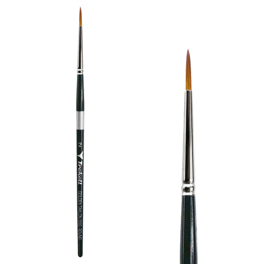 Trekell Golden Taklon Short Handle Artist Brush -  Size #2 Round