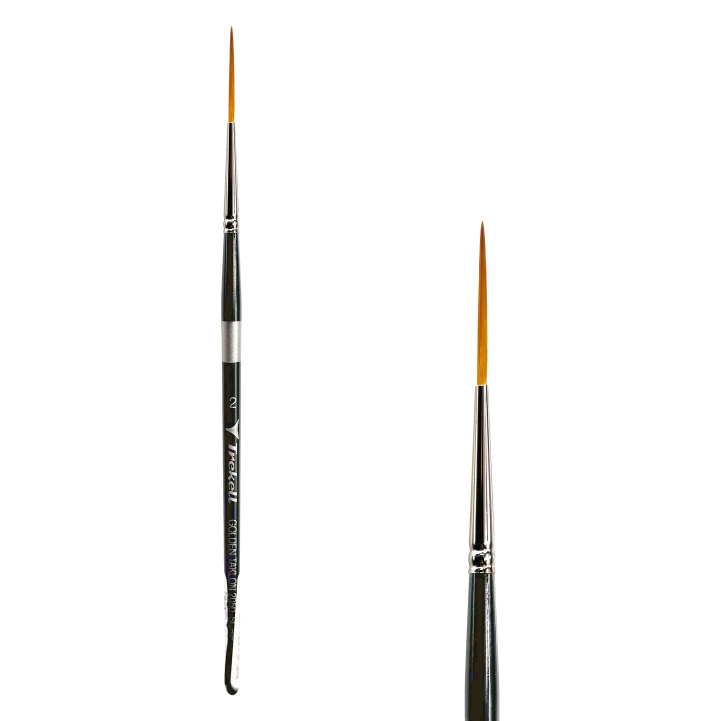 Trekell Golden Taklon Short Handle Artist Brush -  Size #2 Script/Rigger