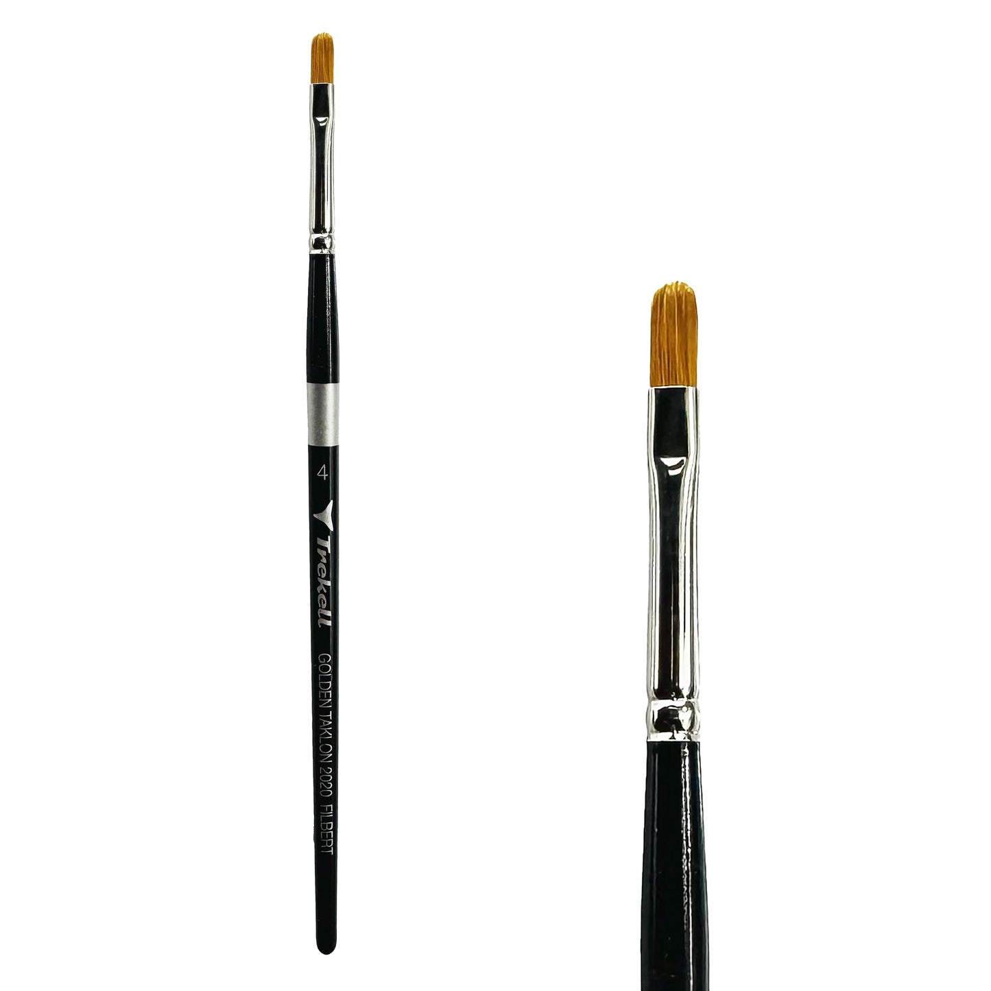 Trekell Golden Taklon Short Handle Artist Brush -  Size #4 Filbert