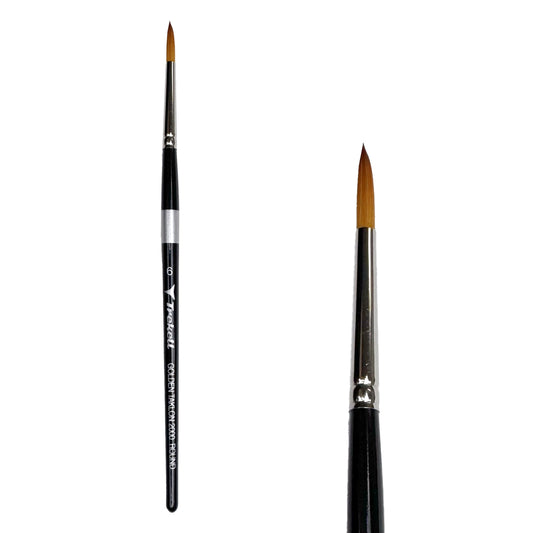 Trekell Golden Taklon Short Handle Artist Brush -  Size #6 Round