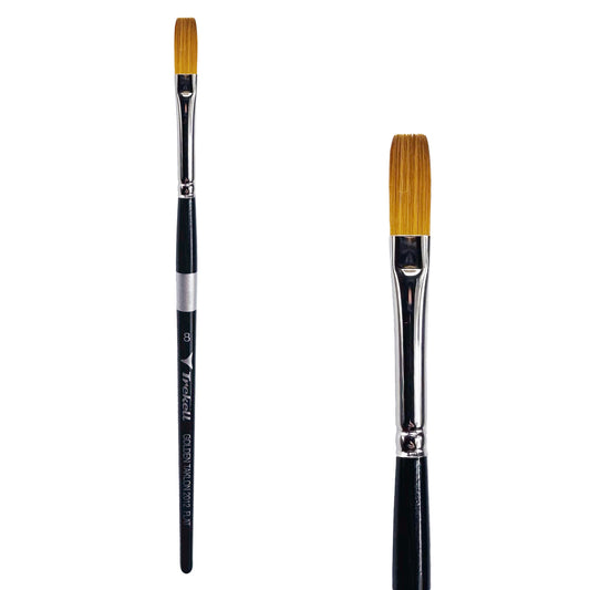 Trekell Golden Taklon Short Handle Artist Brush -  Size #8 Flat