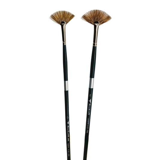 Trekell Legion Synthetic Mongoose Long Handle Artist Brush - Complete Brush Set - Fan