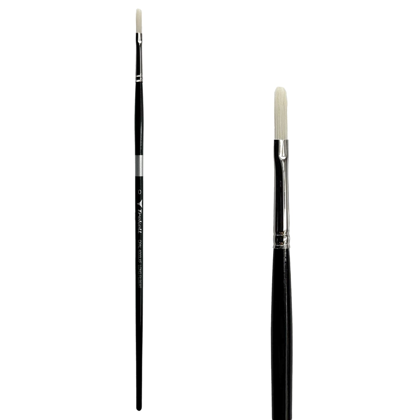 Trekell Opal Synthetic Hog Bristle Long Handle Artist Brush - Size #0 Long Filbert