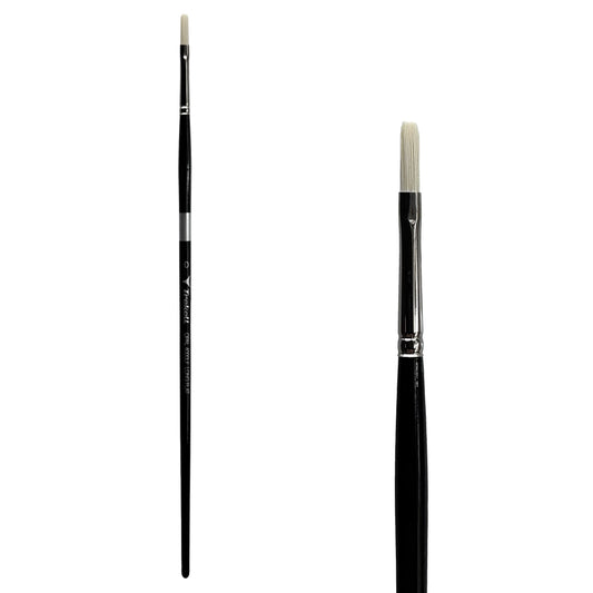 Trekell Opal Synthetic Hog Bristle Long Handle Artist Brush - Size #0 Long Flat