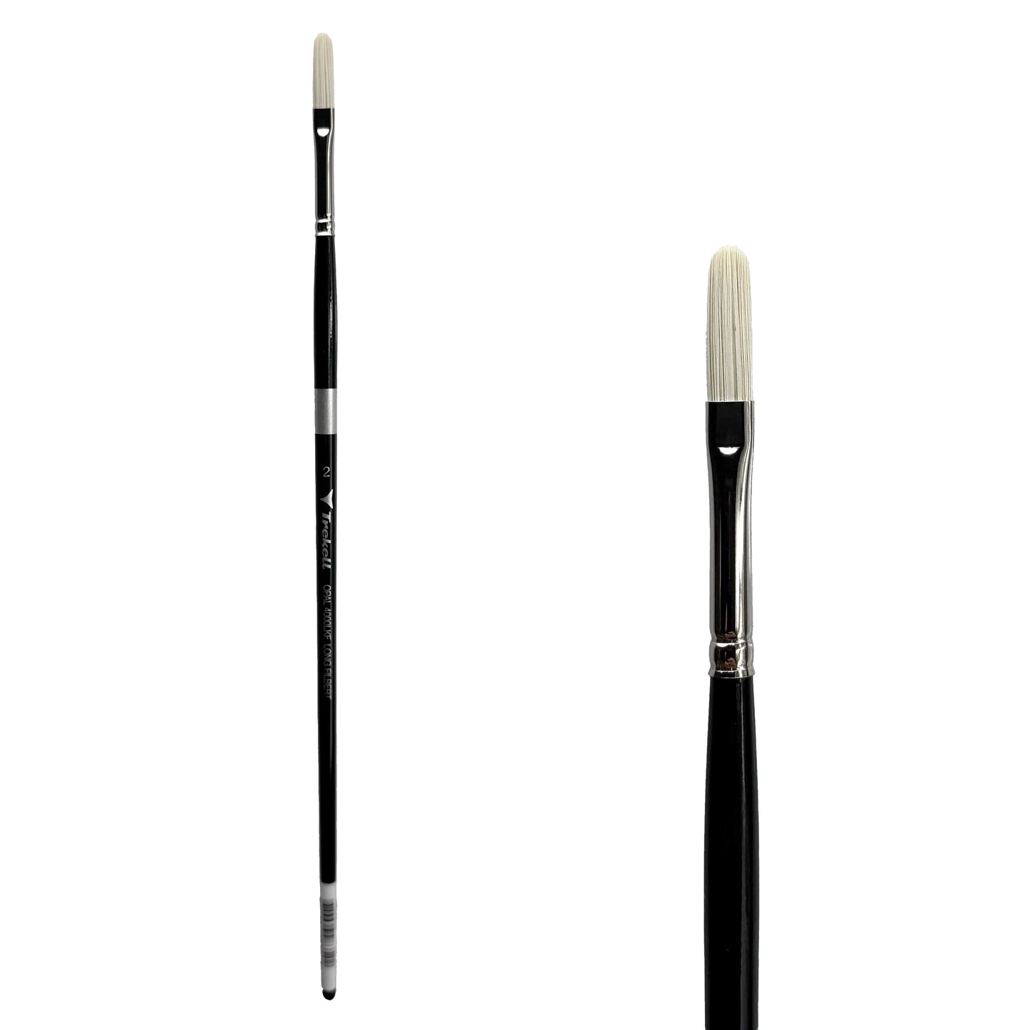 Trekell Opal Synthetic Hog Bristle Long Handle Artist Brush - Size #2 Long Filbert