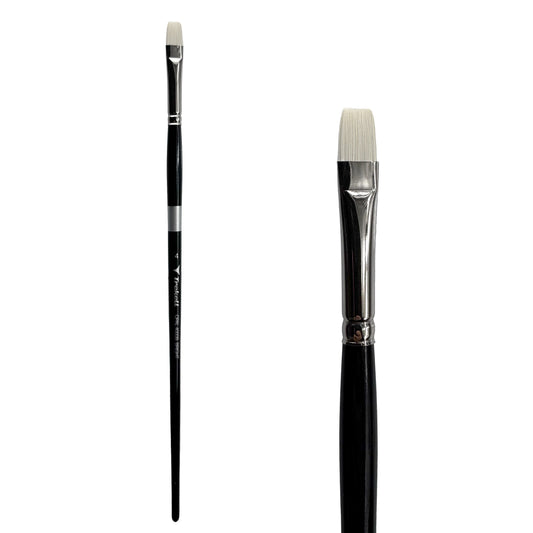 Trekell Opal Synthetic Hog Bristle Long Handle Artist Brush - Size #4 Bright