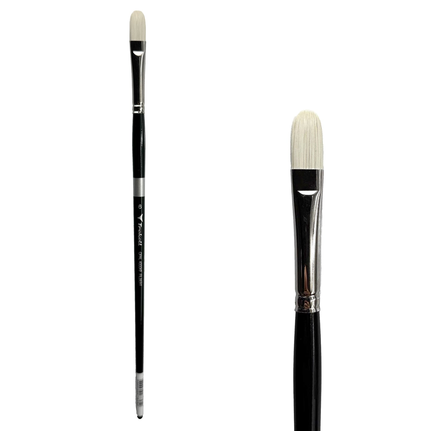 Trekell Opal Synthetic Hog Bristle Long Handle Artist Brush - Size #6 Filbert
