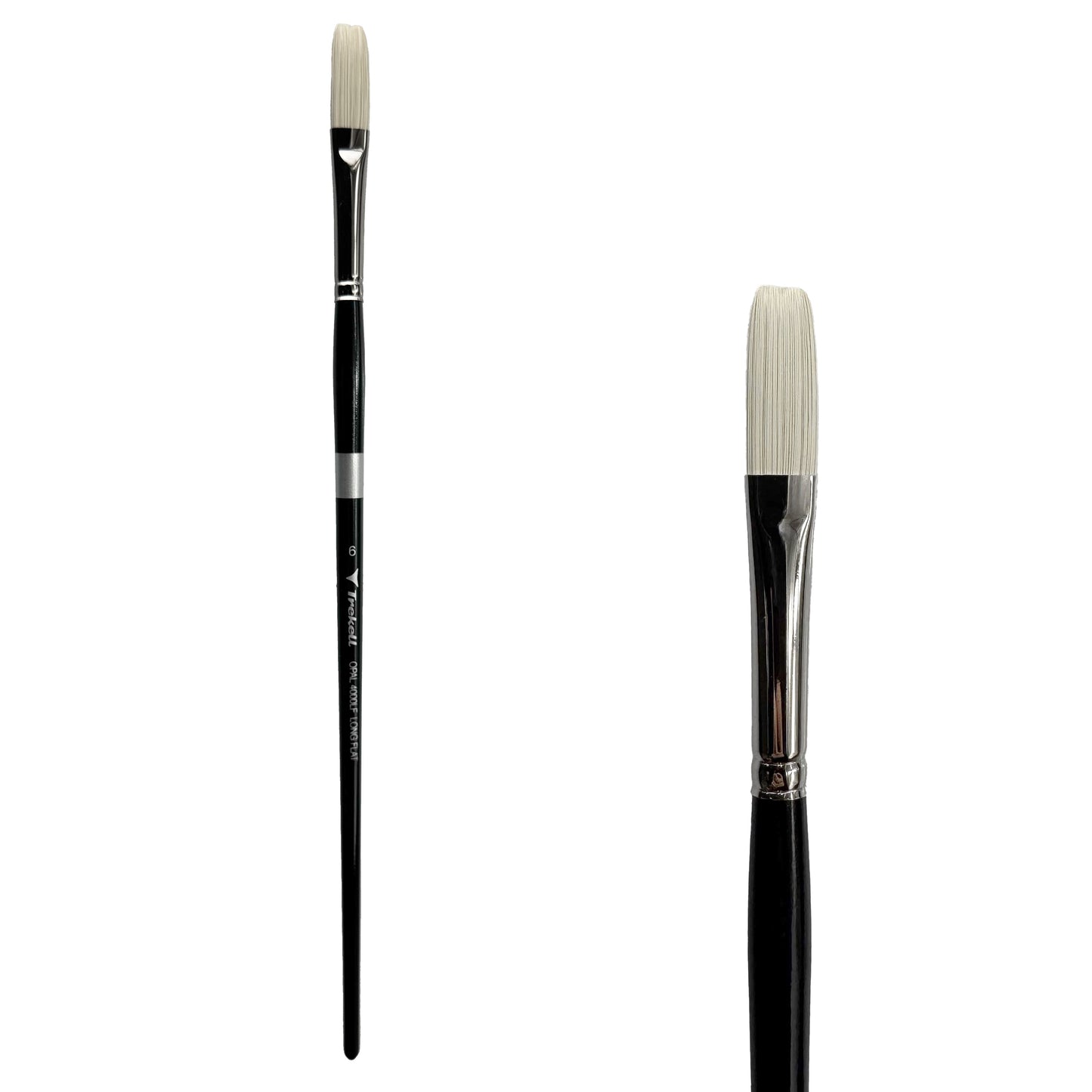 Trekell Opal Synthetic Hog Bristle Long Handle Artist Brush - Size #6 Long Flat