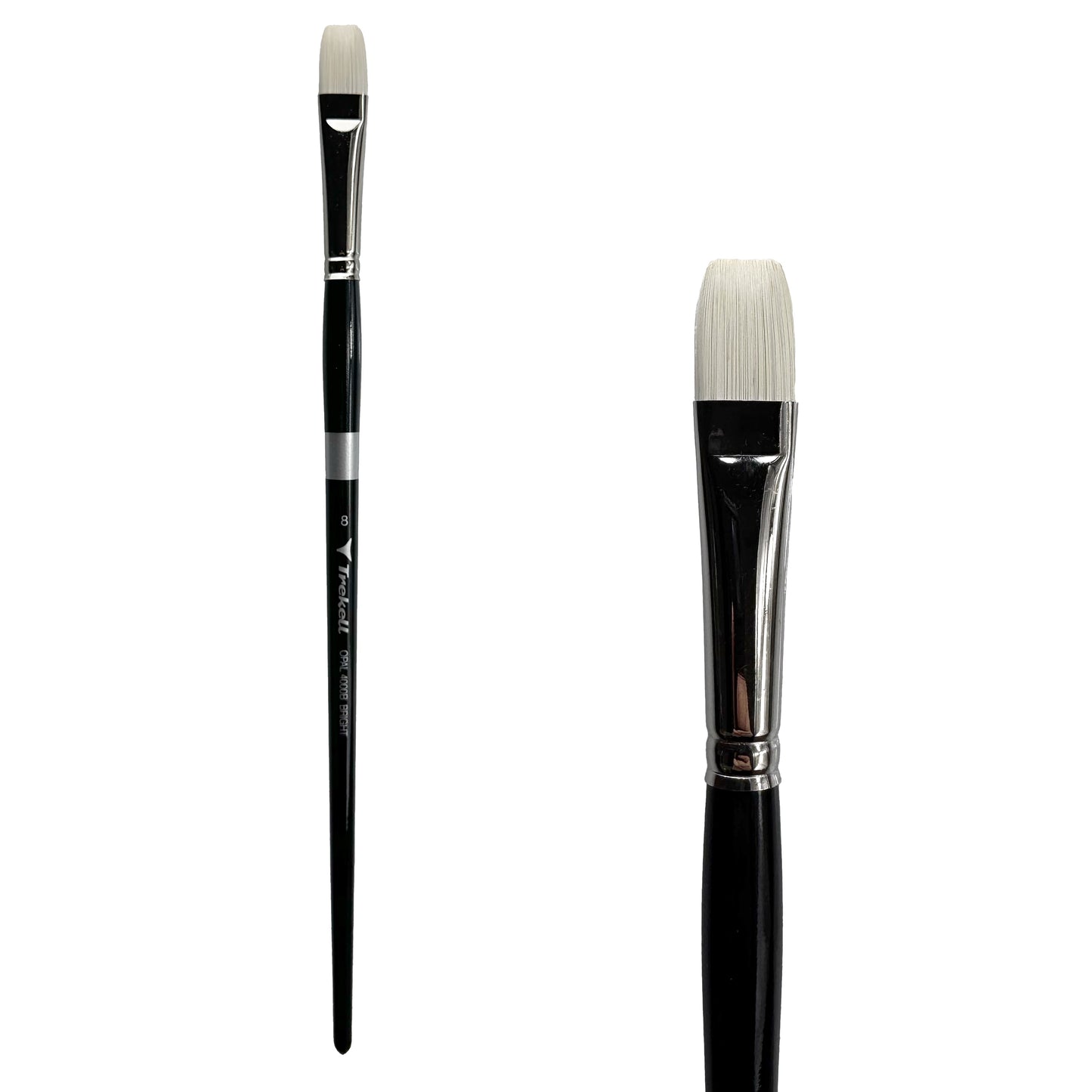 Trekell Opal Synthetic Hog Bristle Long Handle Artist Brush - Size #8 Bright