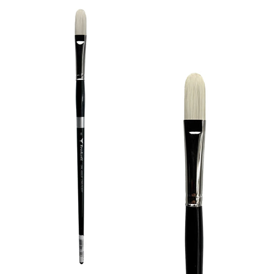 Trekell Opal Synthetic Hog Bristle Long Handle Artist Brush - Size #8 Long Filbert