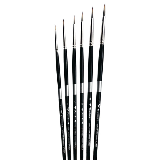Trekell Spectrum Long Handle Artist Brush - Complete Set - Round