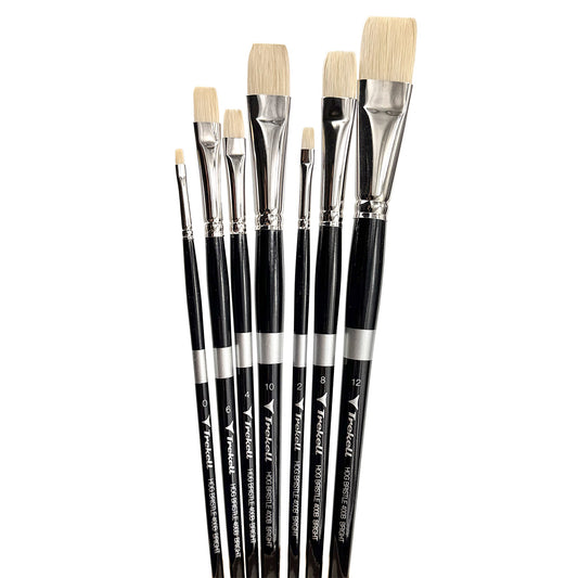 Trekell Hog Bristle Long Handle Artist Brush - Complete Set - Bright