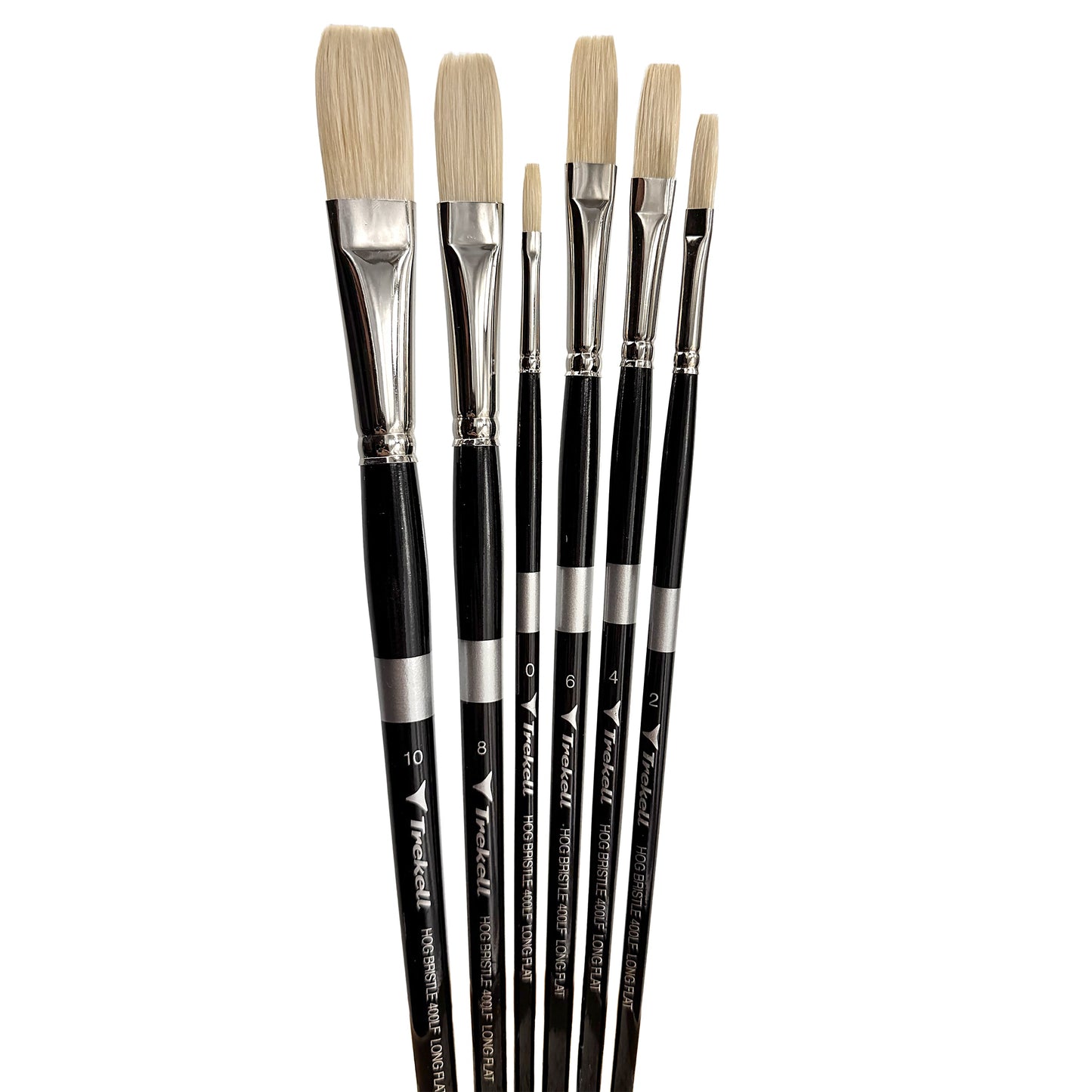 Trekell Hog Bristle Long Handle Artist Brush - Complete Set - Long Flat
