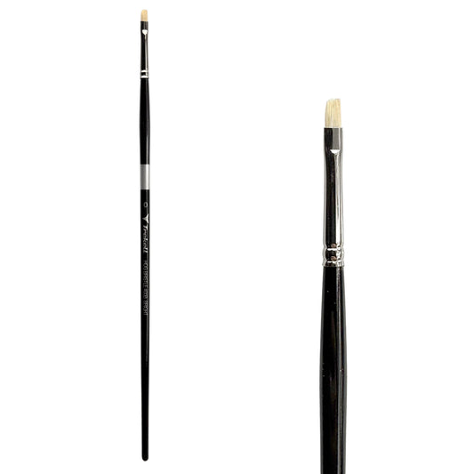 Trekell Hog Bristle Long Handle Artist Brush - Size #0 Bright
