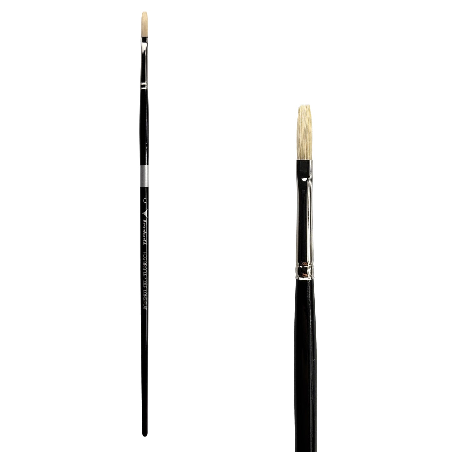 Trekell Hog Bristle Long Handle Artist Brush - Size #0 Long Flat