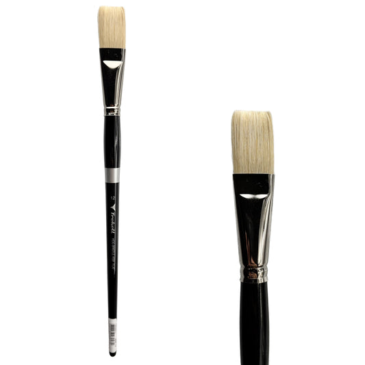 Trekell Hog Bristle Long Handle Artist Brush - Size #12 Flat